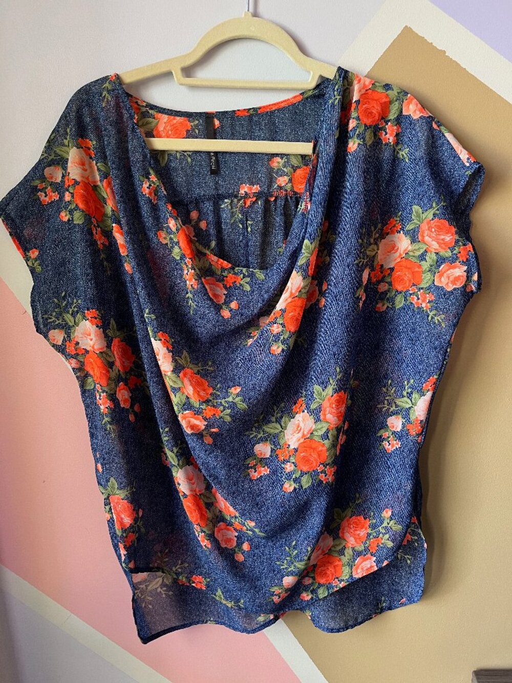 Sheer flowered cap sleeve blouse